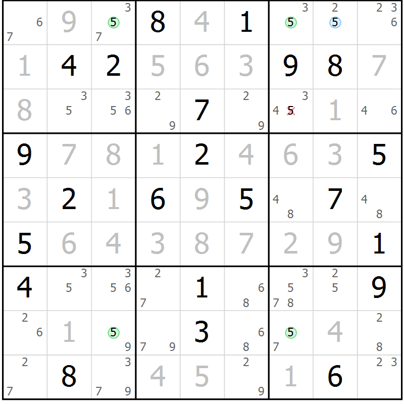 Position des candidats pour la solution de la Gr 109 page 112 du magazine de sudoku Giga sudoku niv 6-8 n° 016