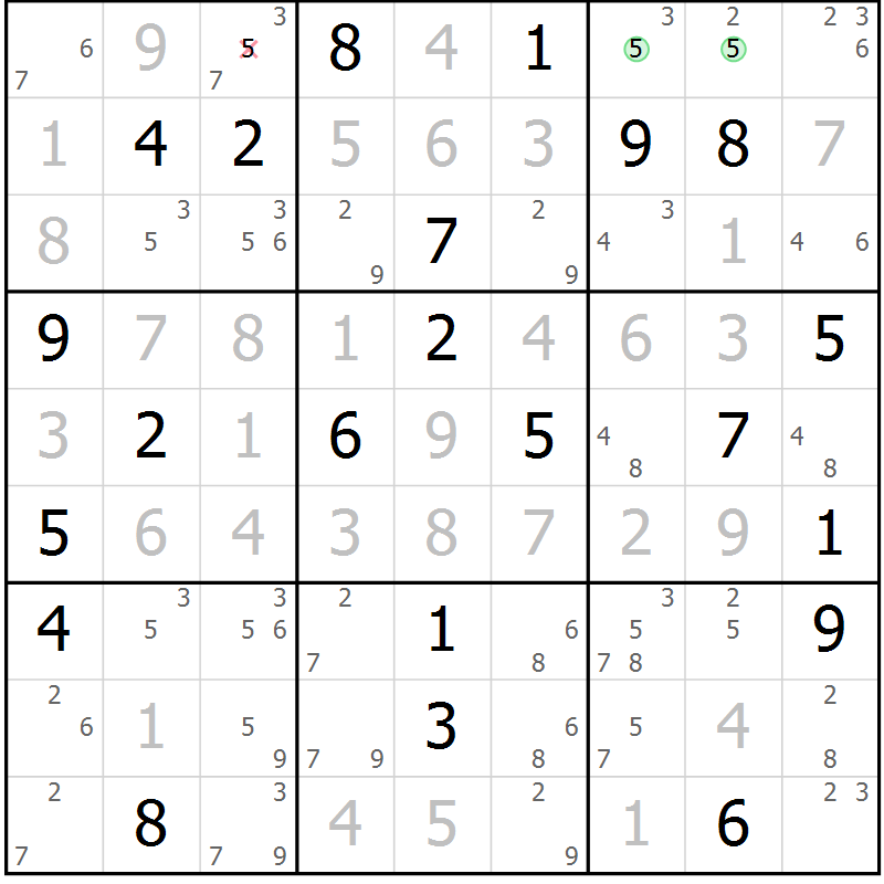 Position des candidats pour la solution de la Gr 109 page 112 du magazine de sudoku Giga sudoku niv 6-8 n° 016