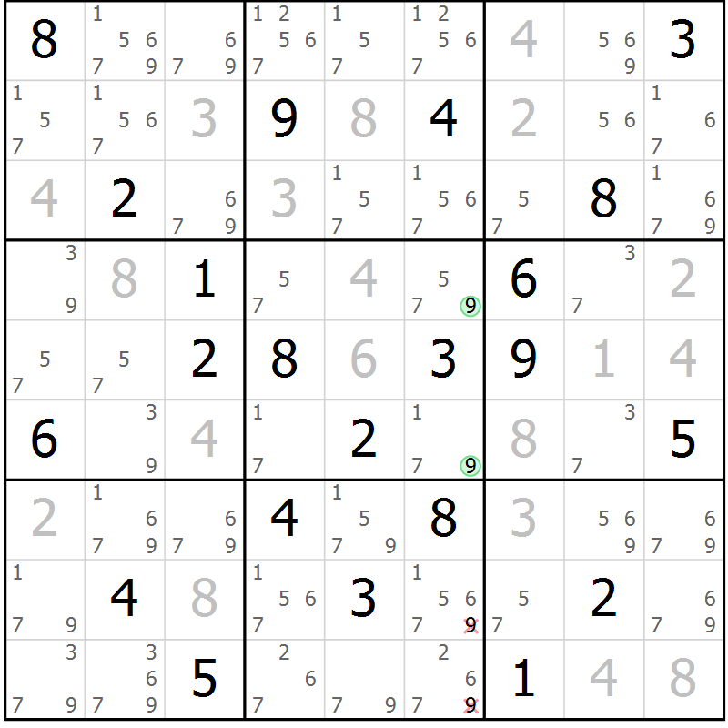 Position des candidats pour la solution de la Gr 110 page 113 du magazine de sudoku Giga sudoku niv 6-8 n° 016