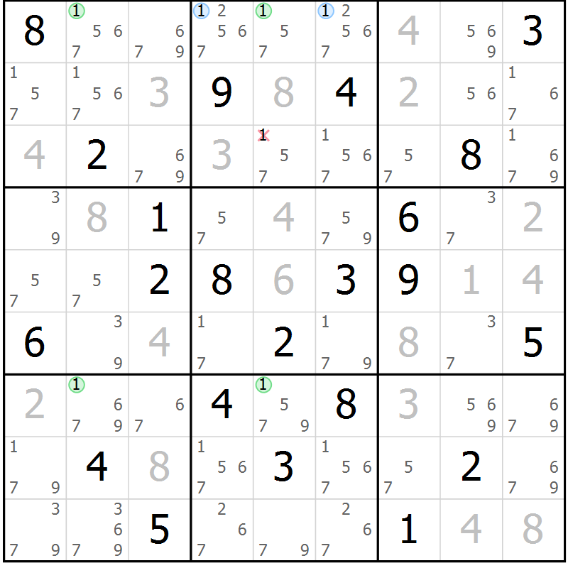 Position des candidats pour la solution de la Gr 110 page 113 du magazine de sudoku Giga sudoku niv 6-8 n° 016