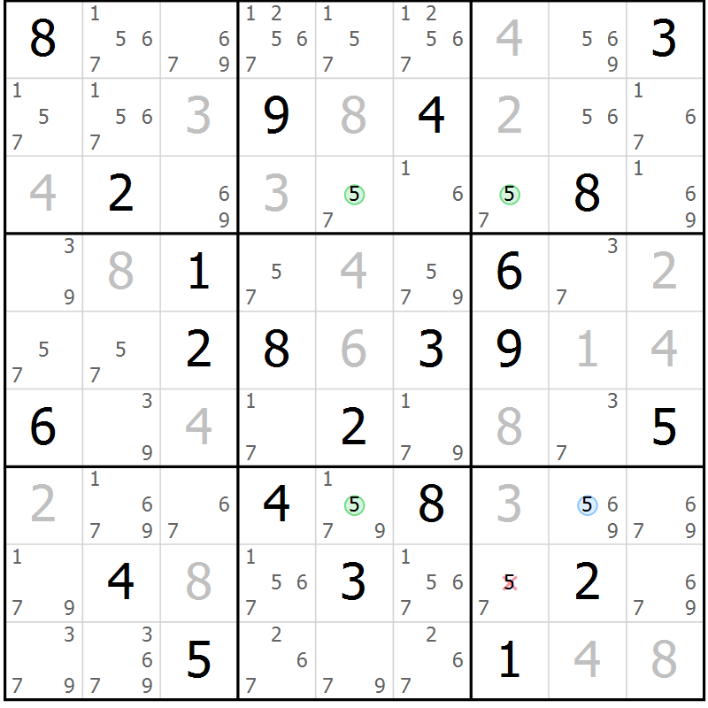 Position des candidats pour la solution de la Gr 110 page 113 du magazine de sudoku Giga sudoku niv 6-8 n° 016