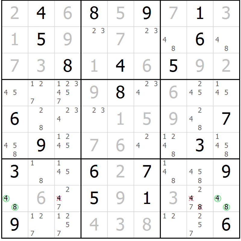 Position des candidats pour la solution de la Gr 112 page 115 du magazine de sudoku Giga sudoku niv 6-8 n° 016