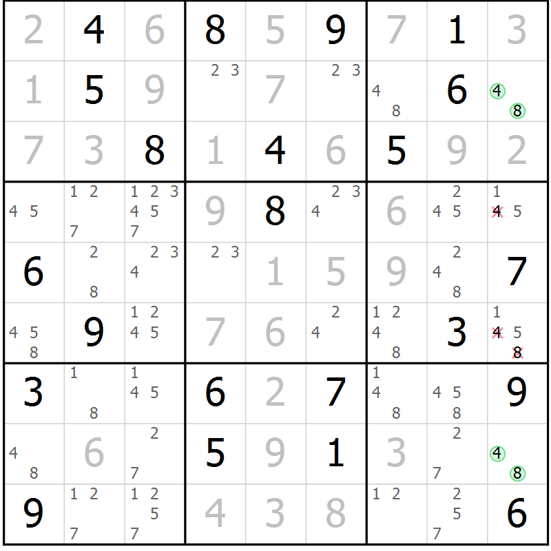 Position des candidats pour la solution de la Gr 112 page 115 du magazine de sudoku Giga sudoku niv 6-8 n° 016