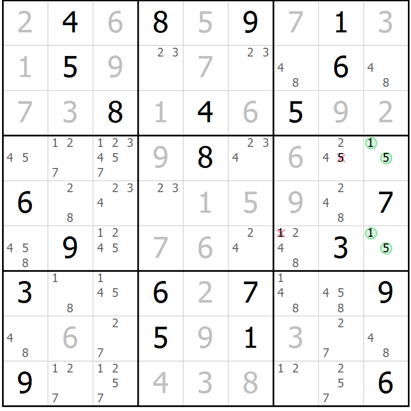 Position des candidats pour la solution de la Gr 112 page 115 du magazine de sudoku Giga sudoku niv 6-8 n° 016