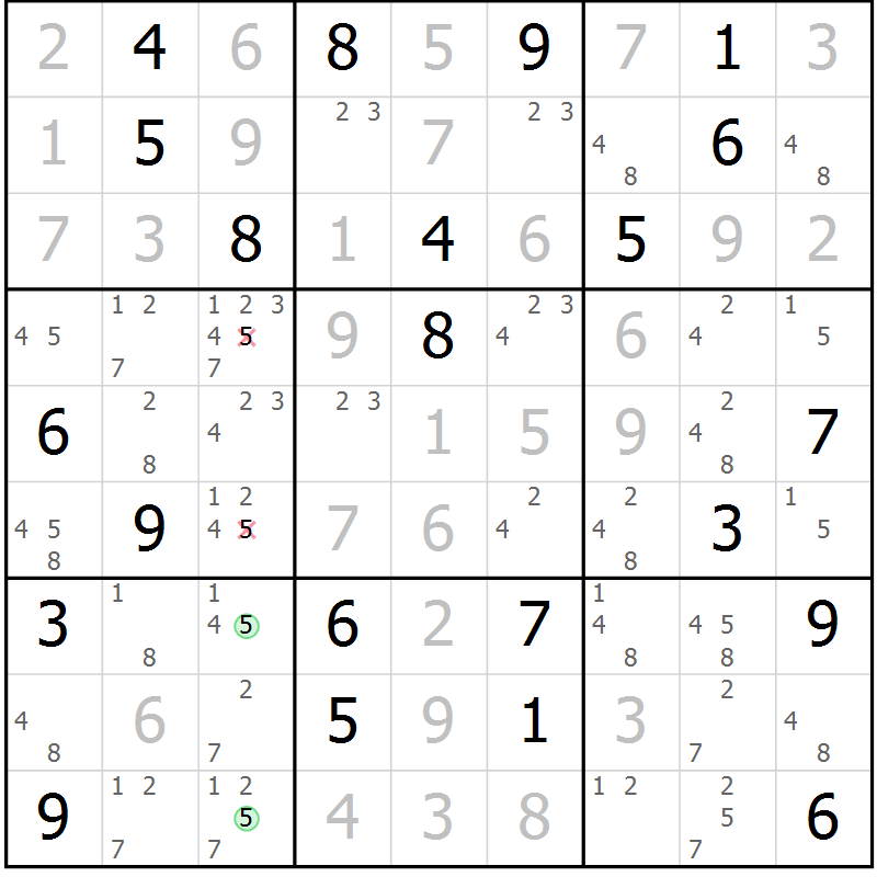 Position des candidats pour la solution de la Gr 112 page 115 du magazine de sudoku Giga sudoku niv 6-8 n° 016