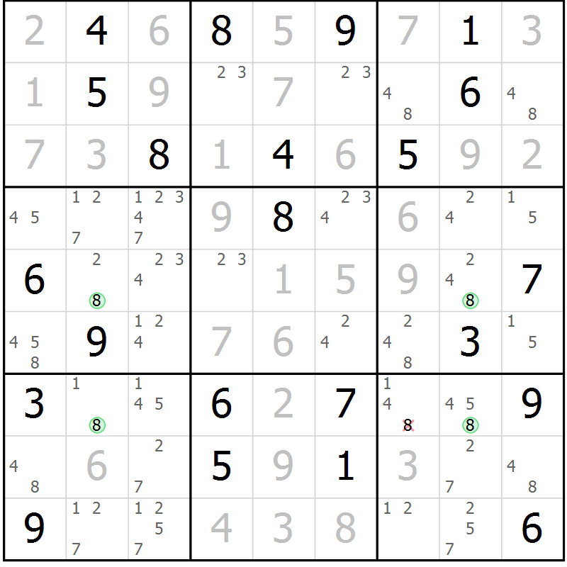 Position des candidats pour la solution de la Gr 112 page 115 du magazine de sudoku Giga sudoku niv 6-8 n° 016