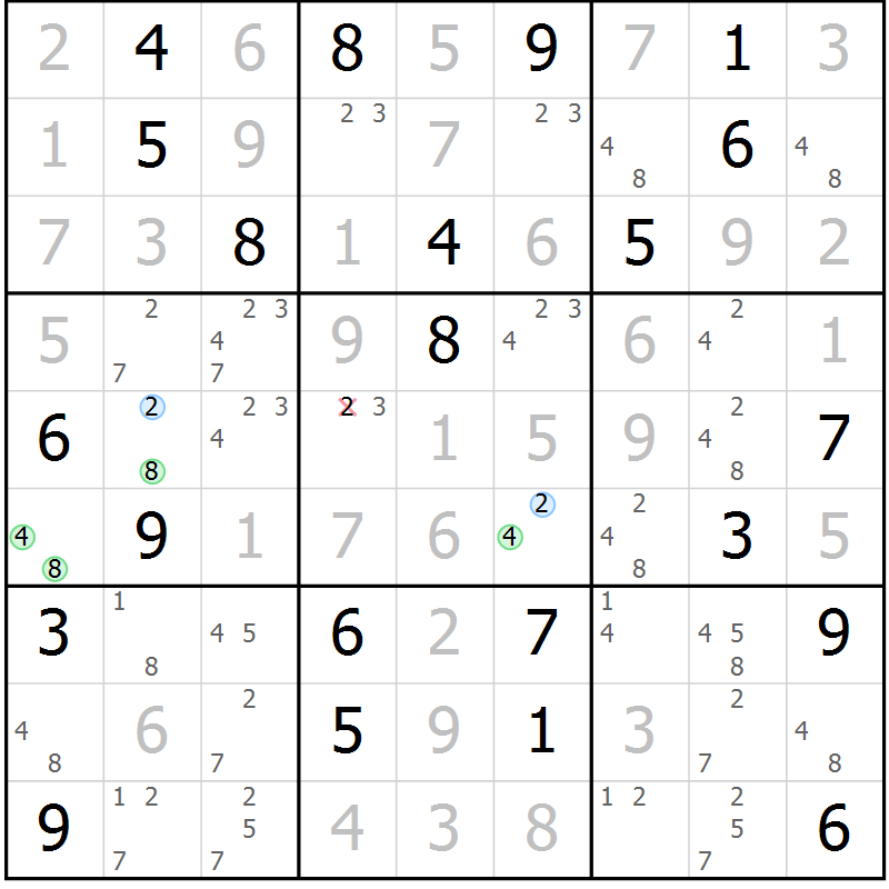 Position des candidats pour la solution de la Gr 112 page 115 du magazine de sudoku Giga sudoku niv 6-8 n° 016