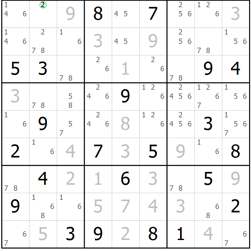 Position des candidats pour la solution de la Gr 113 page 116 du magazine de sudoku Giga sudoku niv 6-8 n° 016