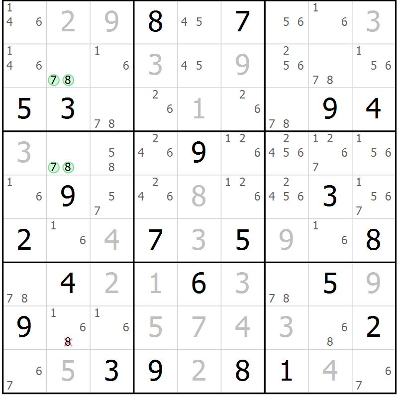 Position des candidats pour la solution de la Gr 113 page 116 du magazine de sudoku Giga sudoku niv 6-8 n° 016