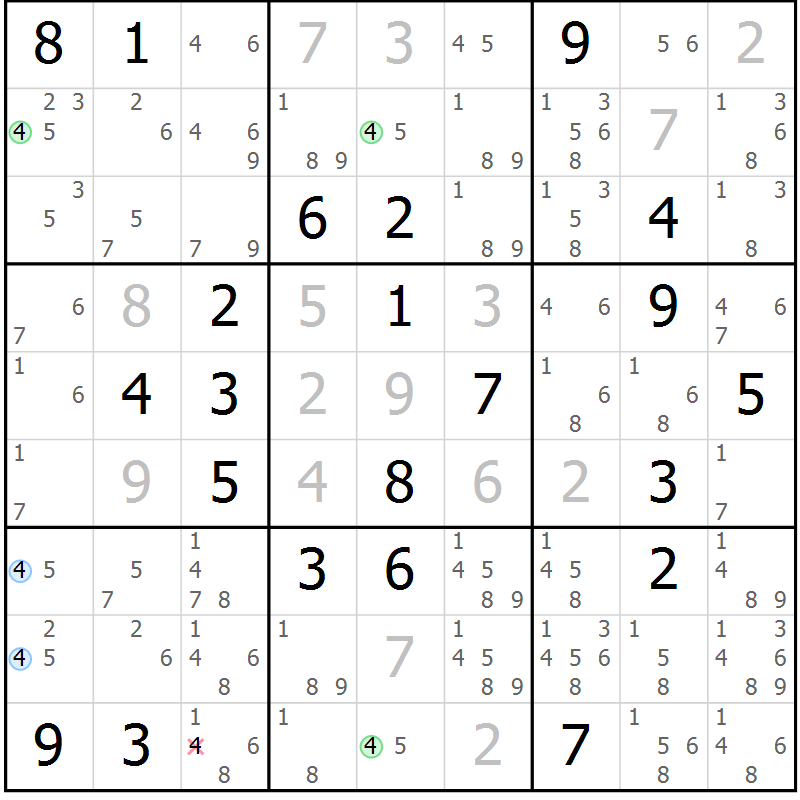 Position des candidats pour la solution de la Gr 114 page 117 du magazine de sudoku Giga sudoku niv 6-8 n° 016