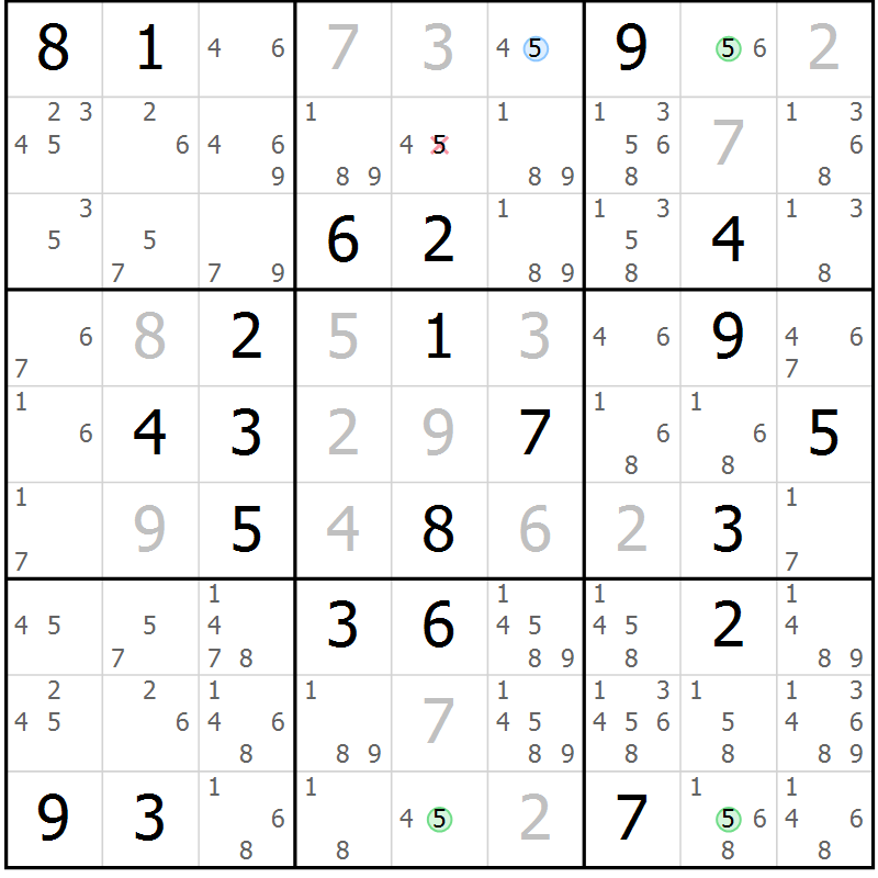 Position des candidats pour la solution de la Gr 114 page 117 du magazine de sudoku Giga sudoku niv 6-8 n° 016