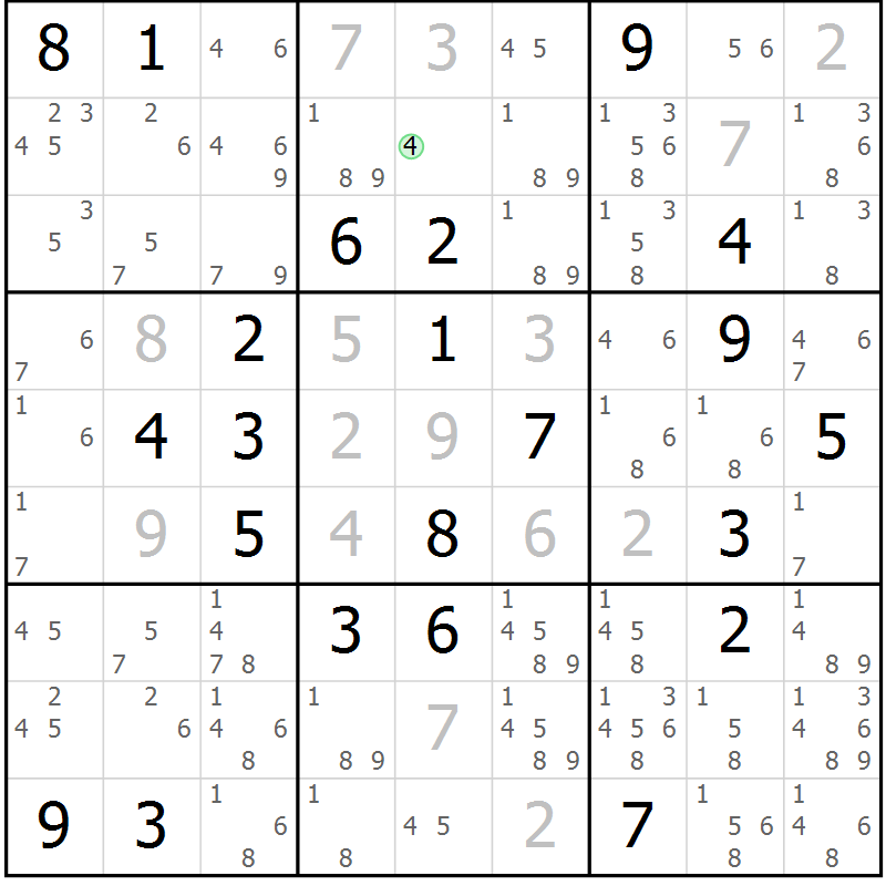 Position des candidats pour la solution de la Gr 114 page 117 du magazine de sudoku Giga sudoku niv 6-8 n° 016