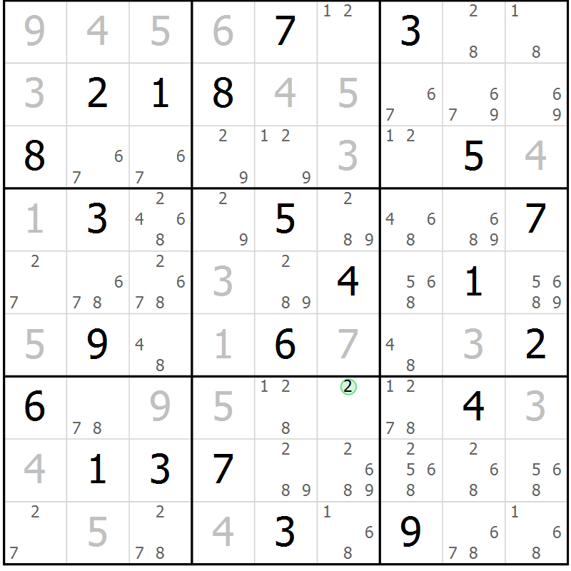 Position des candidats pour la solution de la Gr 115 page 118 du magazine de sudoku Giga sudoku niv 6-8 n° 016