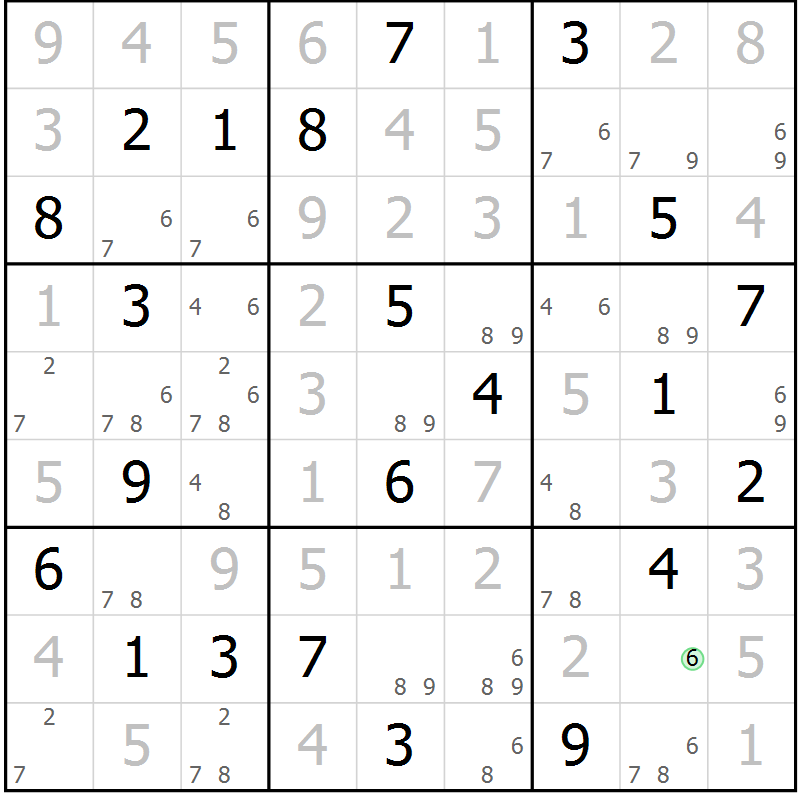 Position des candidats pour la solution de la Gr 115 page 118 du magazine de sudoku Giga sudoku niv 6-8 n° 016
