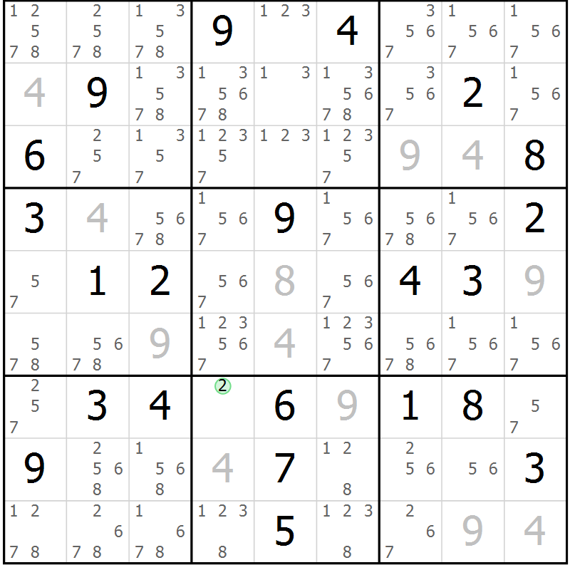 Position des candidats pour la solution de la Gr 117 page 120 du magazine de sudoku Giga sudoku niv 6-8 n° 016