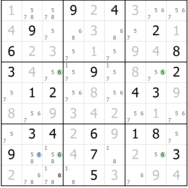 Position des candidats pour la solution de la Gr 117 page 120 du magazine de sudoku Giga sudoku niv 6-8 n° 016