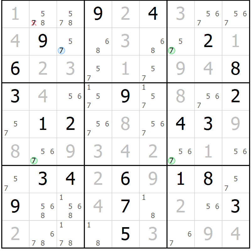 Position des candidats pour la solution de la Gr 117 page 120 du magazine de sudoku Giga sudoku niv 6-8 n° 016
