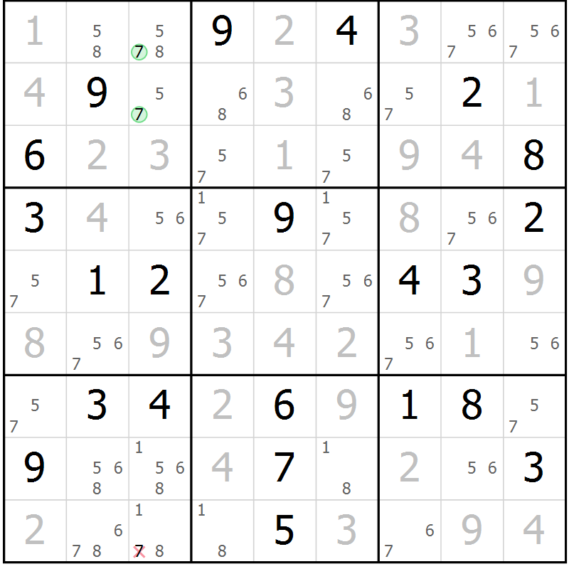 Position des candidats pour la solution de la Gr 117 page 120 du magazine de sudoku Giga sudoku niv 6-8 n° 016