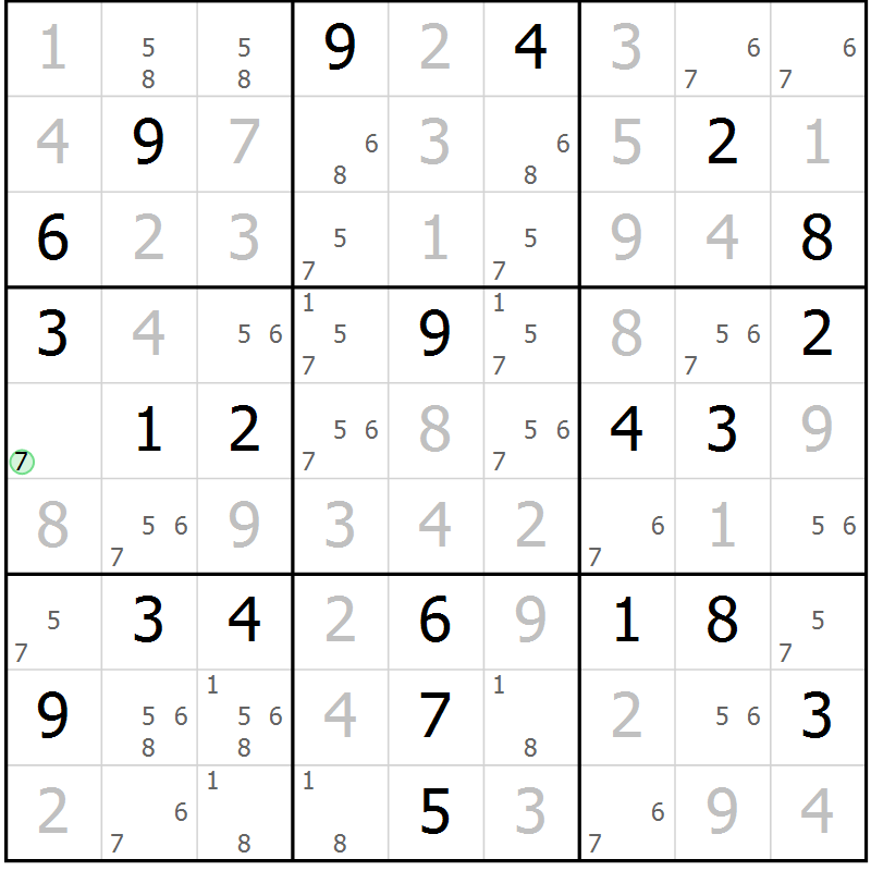 Position des candidats pour la solution de la Gr 117 page 120 du magazine de sudoku Giga sudoku niv 6-8 n° 016