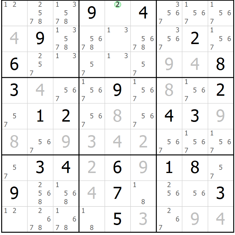 Position des candidats pour la solution de la Gr 117 page 120 du magazine de sudoku Giga sudoku niv 6-8 n° 016