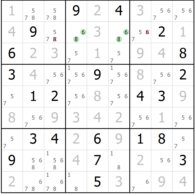 Position des candidats pour la solution de la Gr 117 page 120 du magazine de sudoku Giga sudoku niv 6-8 n° 016