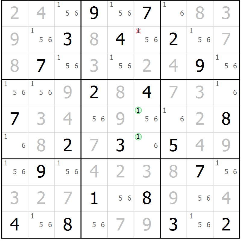 Position des candidats pour la solution de la Gr 120 page 123 du magazine de sudoku Giga sudoku niv 6-8 n° 016