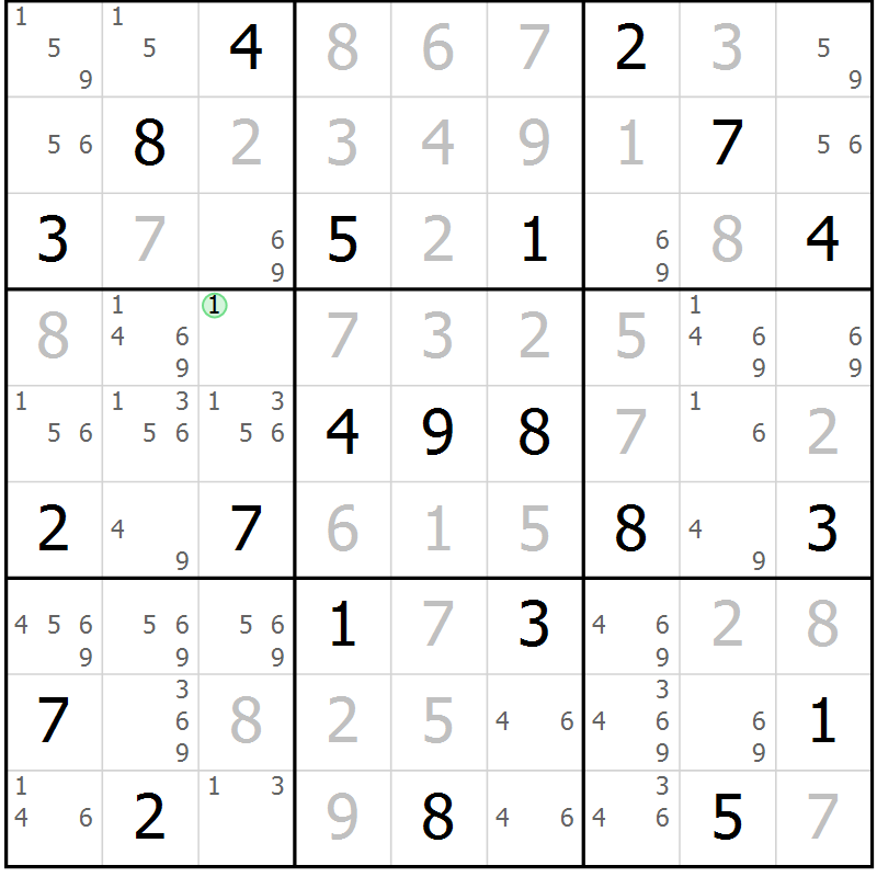 Position des candidats pour la solution de la Gr 122 page 125 du magazine de sudoku Giga sudoku niv 6-8 n° 016