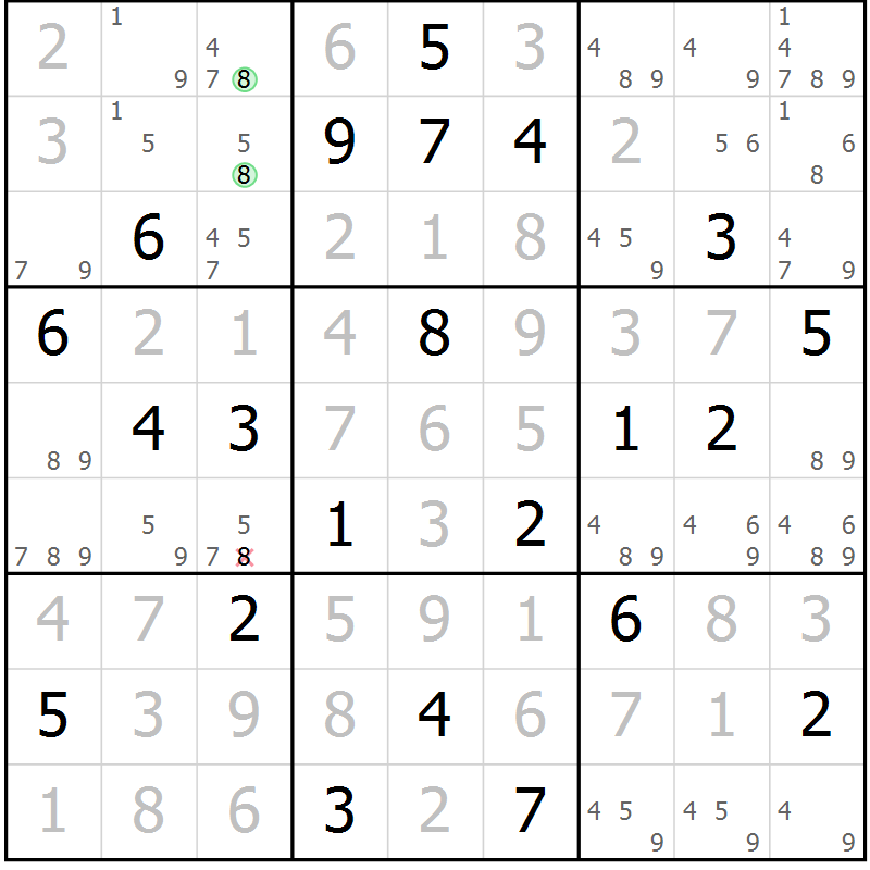 Position des candidats pour la solution de la Gr 124 page 127 du magazine de sudoku Giga sudoku niv 6-8 n° 016