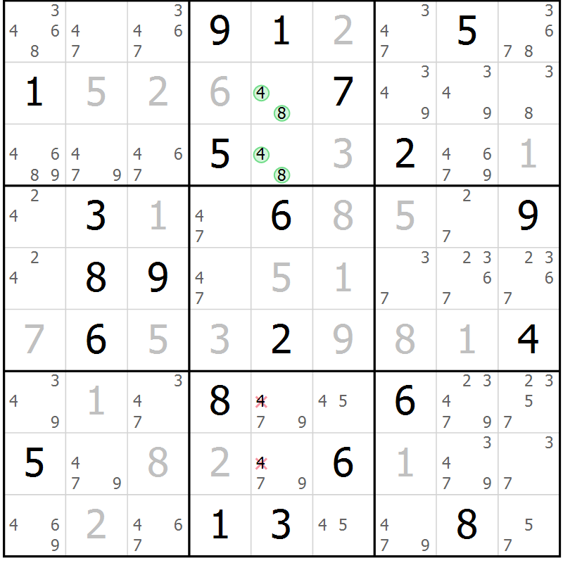 Position des candidats pour la solution de la Gr 126 page 129 du magazine de sudoku Giga sudoku niv 6-8 n° 016