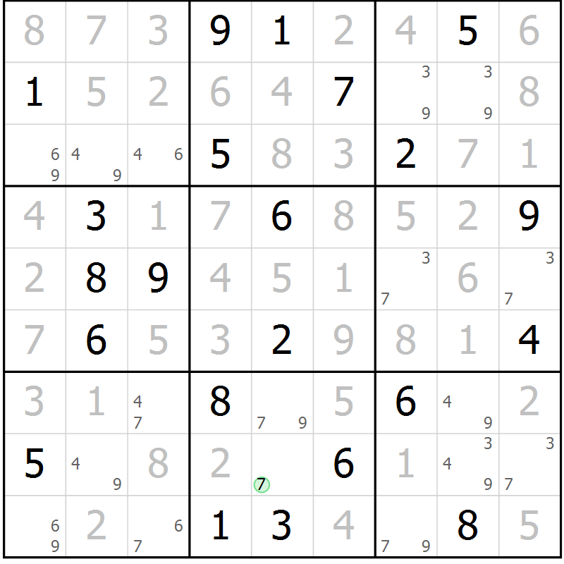 Position des candidats pour la solution de la Gr 126 page 129 du magazine de sudoku Giga sudoku niv 6-8 n° 016