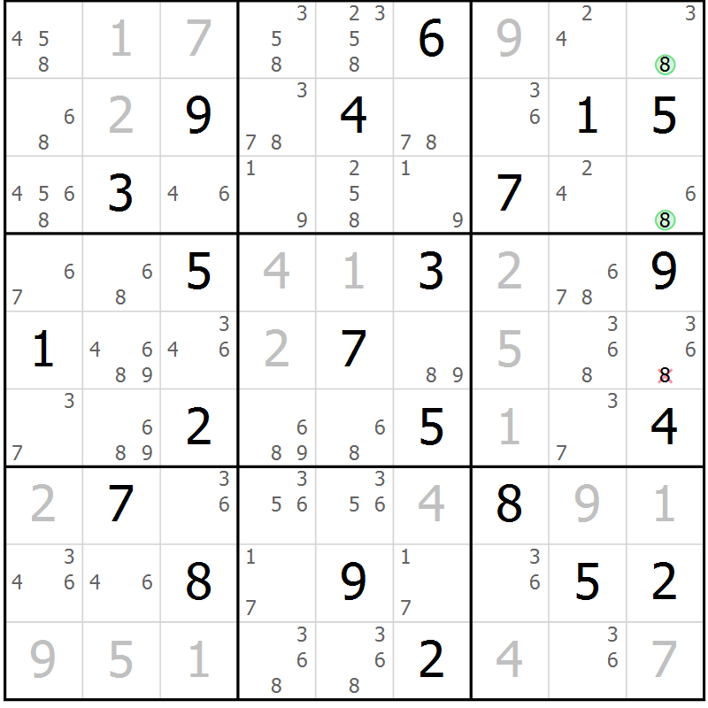 Position des candidats pour la solution de la Gr 127 page 130 du magazine de sudoku Giga sudoku niv 6-8 n° 016