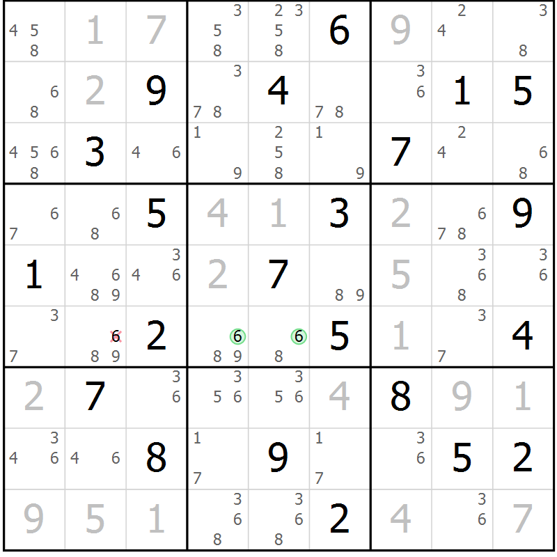 Position des candidats pour la solution de la Gr 127 page 130 du magazine de sudoku Giga sudoku niv 6-8 n° 016
