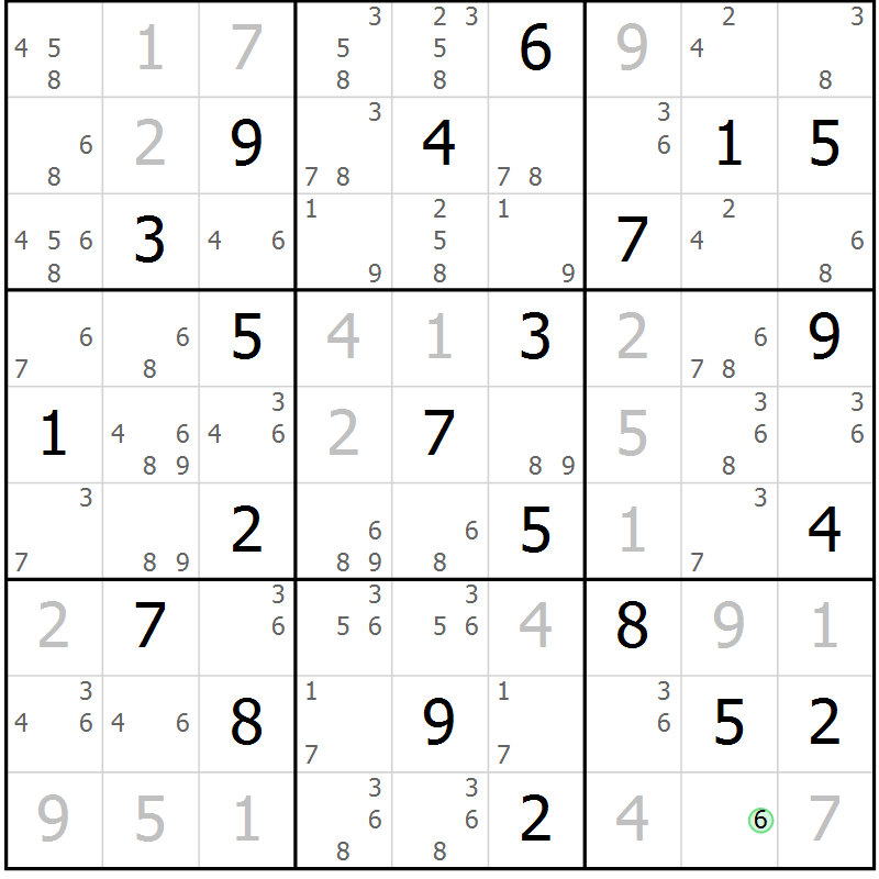 Position des candidats pour la solution de la Gr 127 page 130 du magazine de sudoku Giga sudoku niv 6-8 n° 016