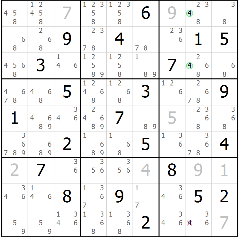 Position des candidats pour la solution de la Gr 127 page 130 du magazine de sudoku Giga sudoku niv 6-8 n° 016