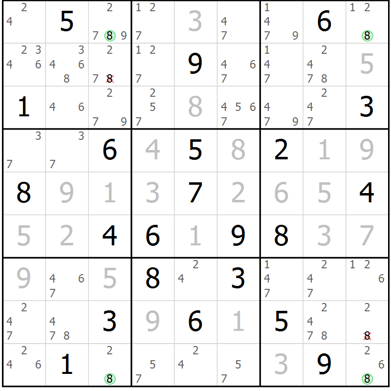 Position des candidats pour la solution de la Gr 128 page 131 du magazine de sudoku Giga sudoku niv 6-8 n° 016
