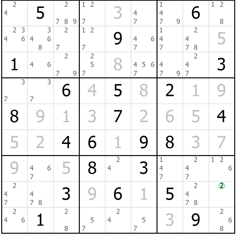 Position des candidats pour la solution de la Gr 128 page 131 du magazine de sudoku Giga sudoku niv 6-8 n° 016