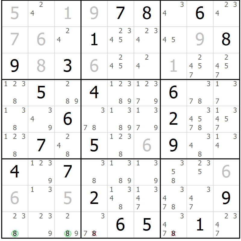 Position des candidats pour la solution de la Gr 132 page 135 du magazine de sudoku Giga sudoku niv 6-8 n° 016