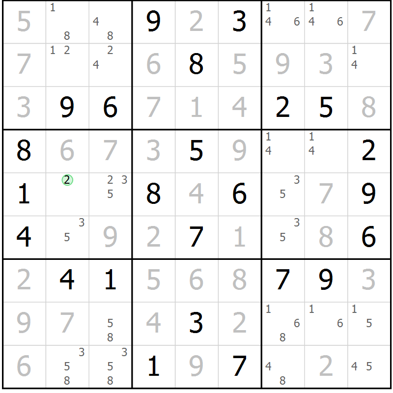 Position des candidats pour la solution de la Gr 24 page 27 du magazine de sudoku Giga sudoku niv 6-8 n° 016