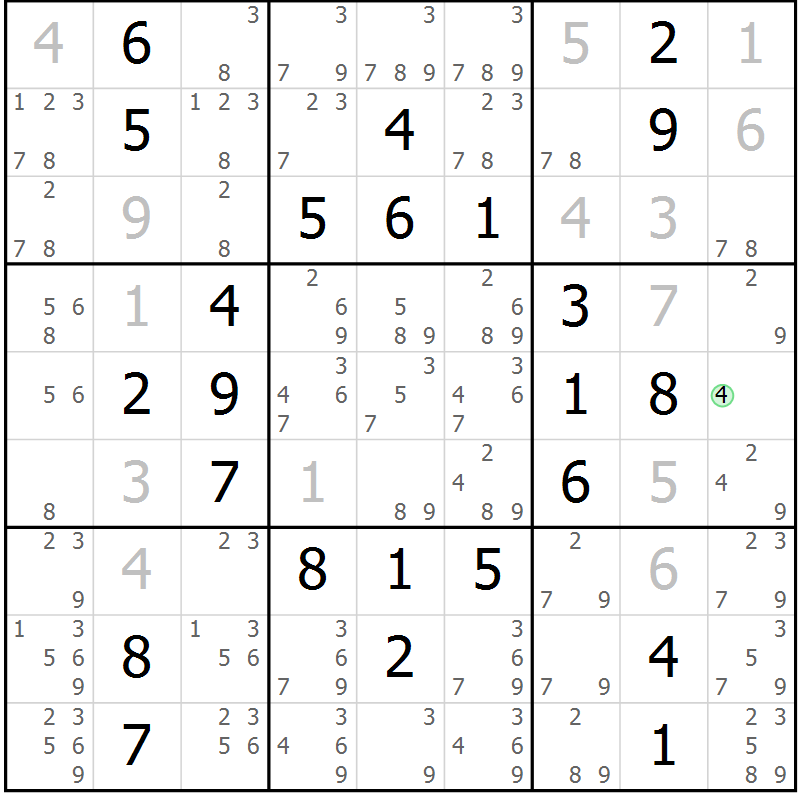Position des candidats pour la solution de la Gr 29 page 32 du magazine de sudoku Giga sudoku niv 6-8 n° 016