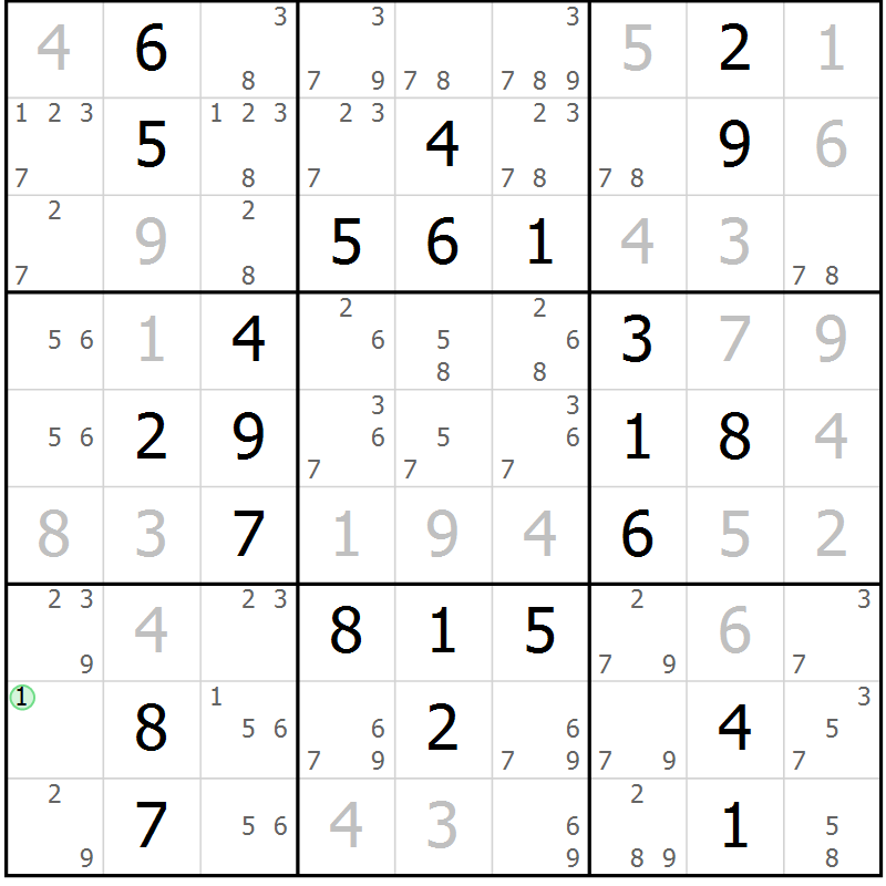 Position des candidats pour la solution de la Gr 29 page 32 du magazine de sudoku Giga sudoku niv 6-8 n° 016