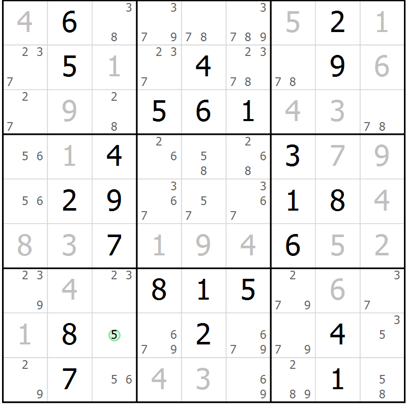 Position des candidats pour la solution de la Gr 29 page 32 du magazine de sudoku Giga sudoku niv 6-8 n° 016