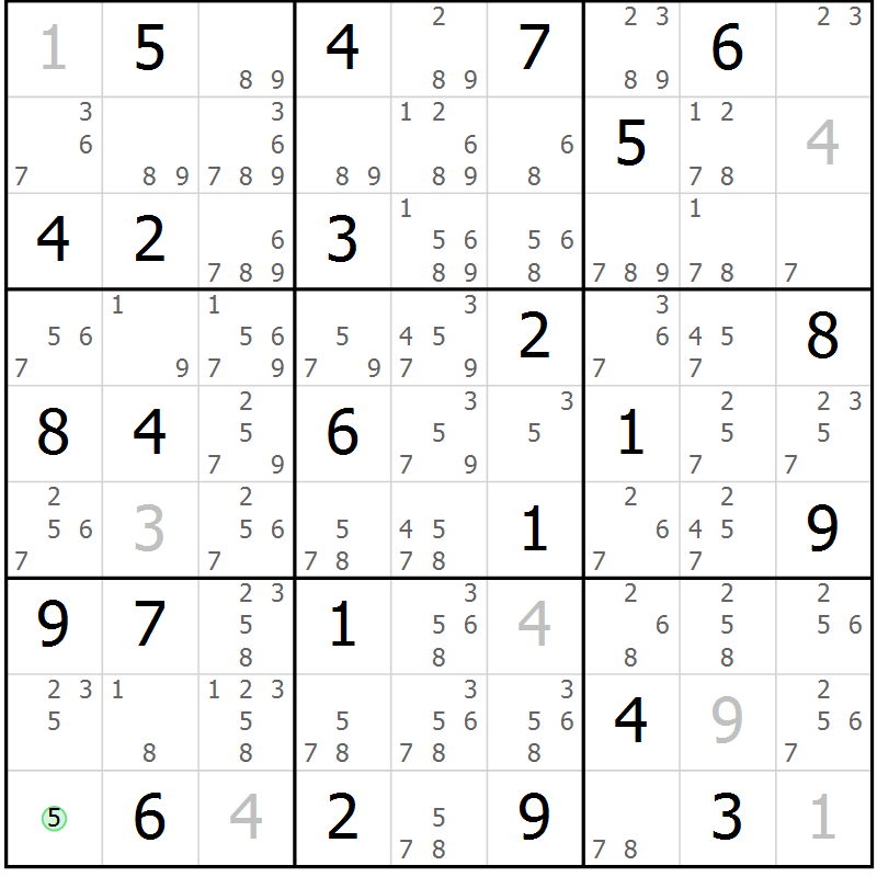 Position des candidats pour la solution de la Gr 31 page 34 du magazine de sudoku Giga sudoku niv 6-8 n° 016