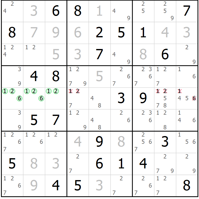 Position des candidats pour la solution de la Gr 32 page 35 du magazine de sudoku Giga sudoku niv 6-8 n° 016