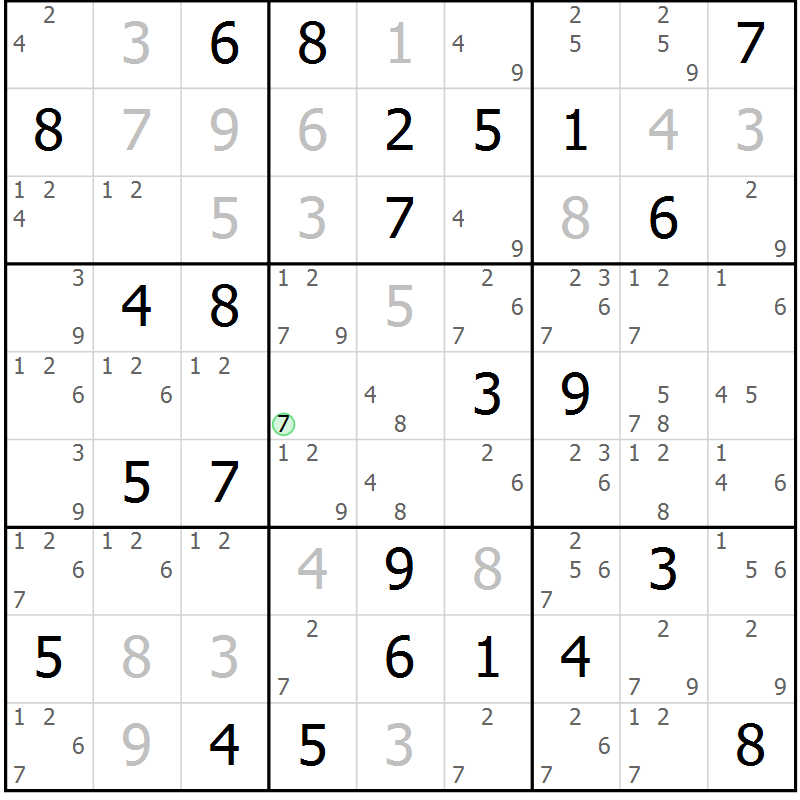 Position des candidats pour la solution de la Gr 32 page 35 du magazine de sudoku Giga sudoku niv 6-8 n° 016