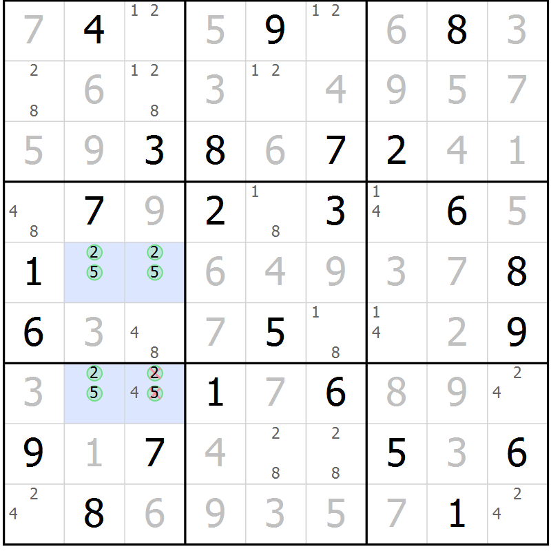 Position des candidats pour la solution de la Gr 34 page 37 du magazine de sudoku Giga sudoku niv 6-8 n° 016