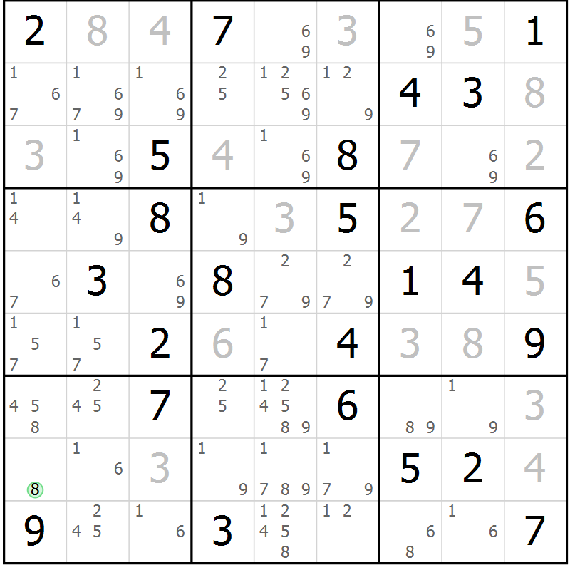 Position des candidats pour la solution de la Gr 37 page 40 du magazine de sudoku Giga sudoku niv 6-8 n° 016