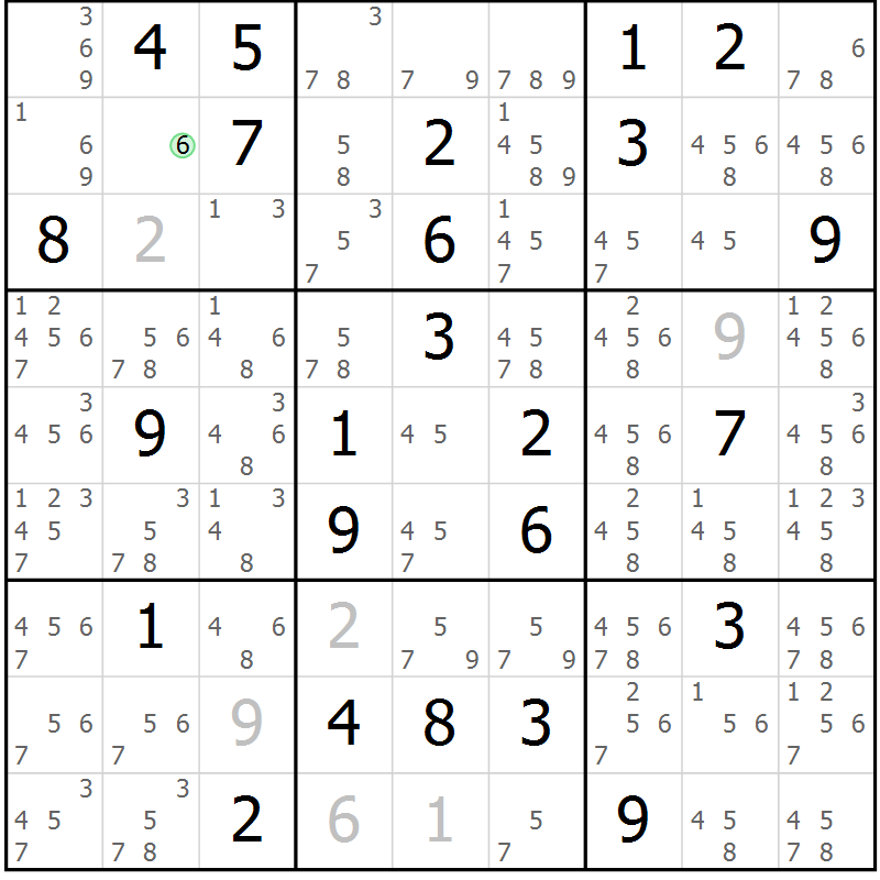 Position des candidats pour la solution de la Gr 41 page 44 du magazine de sudoku Giga sudoku niv 6-8 n° 016