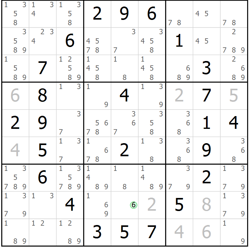 Position des candidats pour la solution de la Gr 44 page 47 du magazine de sudoku Giga sudoku niv 6-8 n° 016