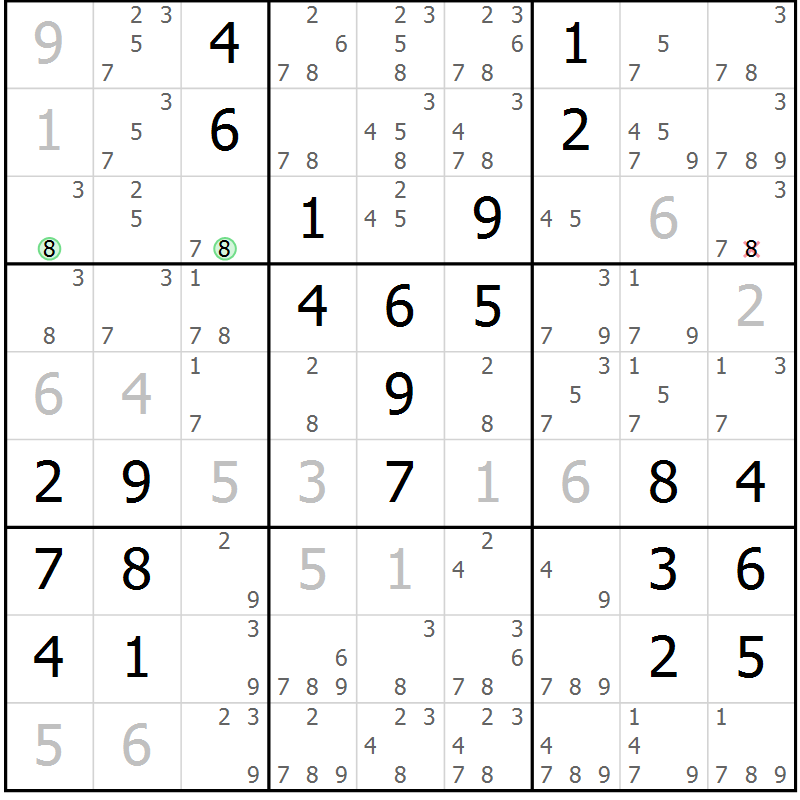 Position des candidats pour la solution de la Gr 47 page 50 du magazine de sudoku Giga sudoku niv 6-8 n° 016