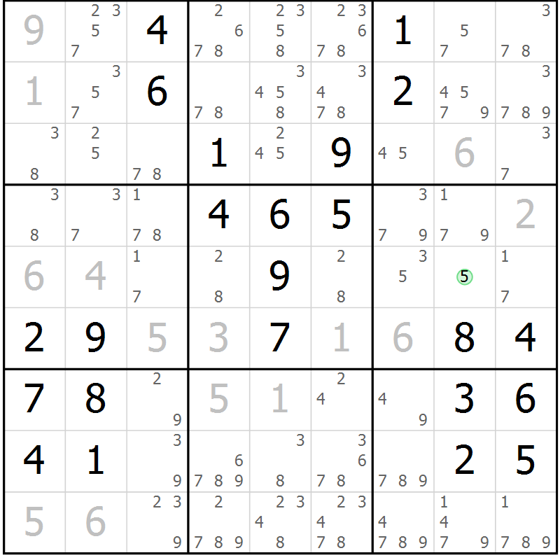Position des candidats pour la solution de la Gr 47 page 50 du magazine de sudoku Giga sudoku niv 6-8 n° 016